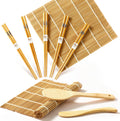 Bamboo Sushi Mat Sushi Making Kit with 2 Rolling Mats, 5 Pairs of Chopsticks, 1 Paddle, 1 Spreader O1738