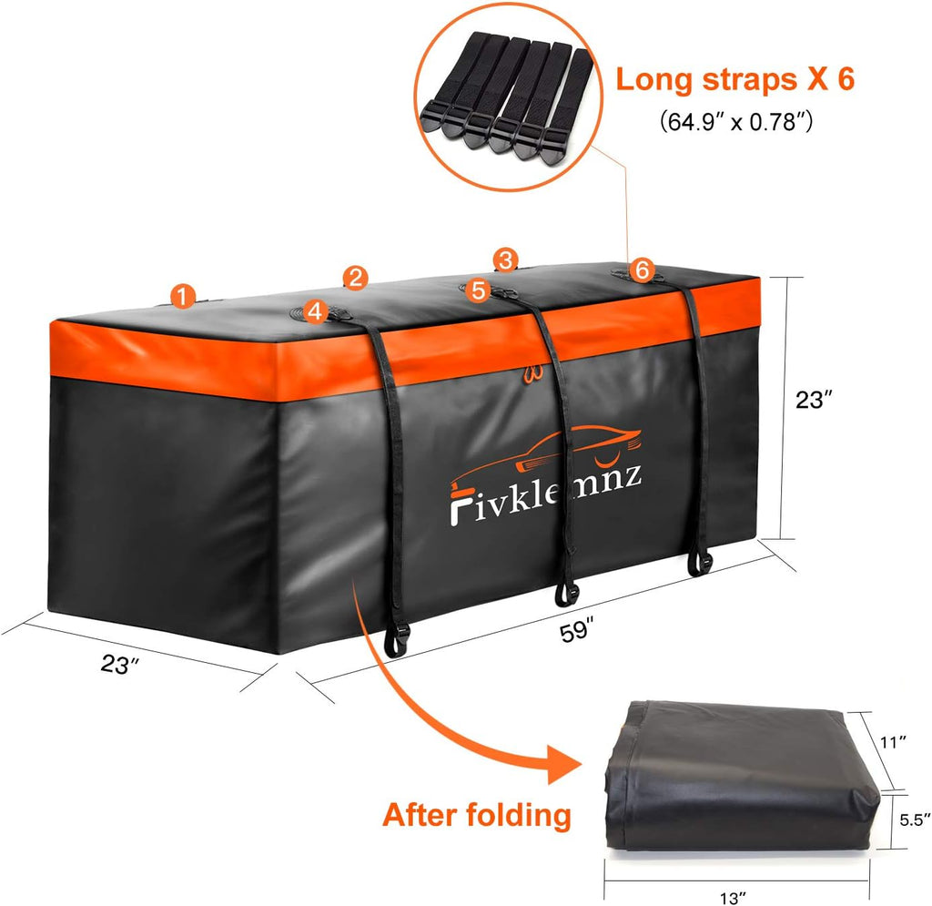 20 Cubic Feet Waterproof Hitch Cargo Carrier with 6 Reinforced Straps L58615