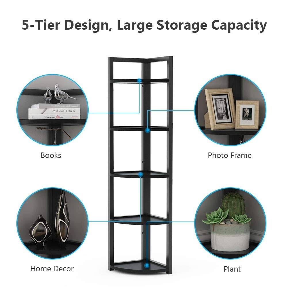 Black/Espresso 5 Tier Corner Bookshelf U493