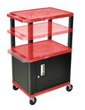 Red and Black Rolling Utility Cart with Cabinet Z947103