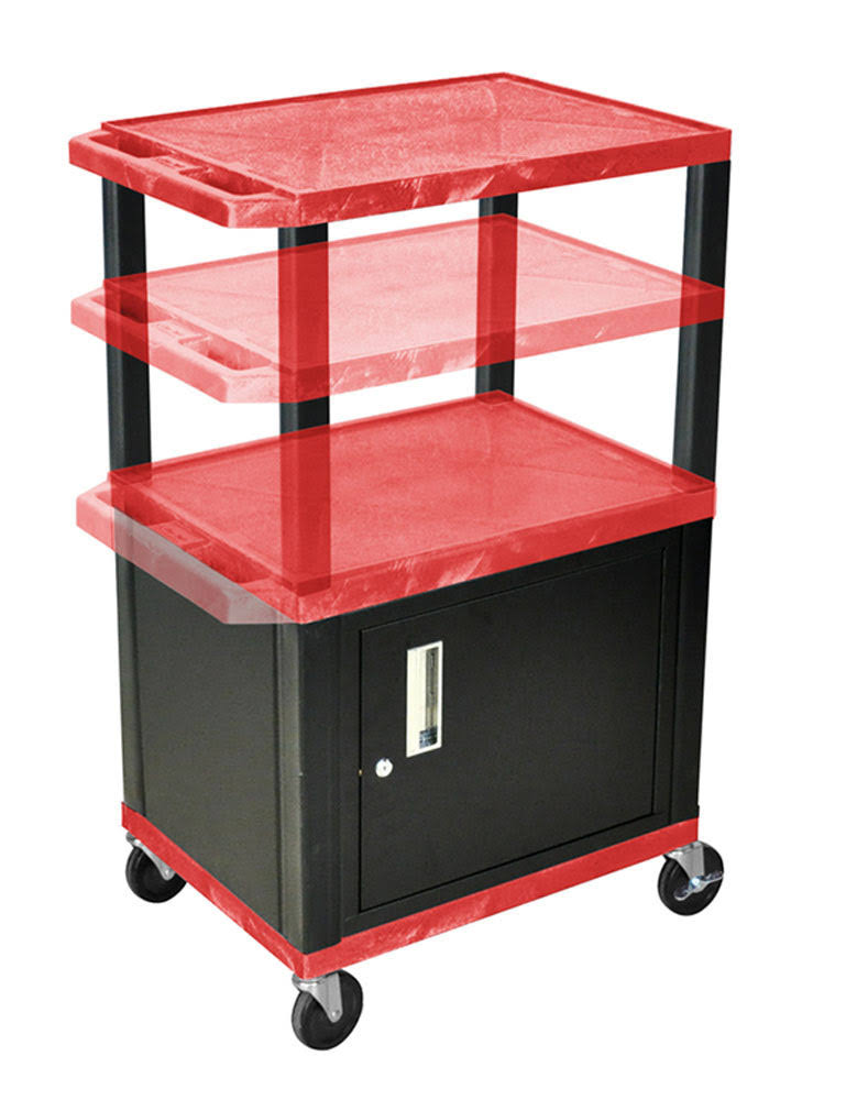 Red and Black Rolling Utility Cart with Cabinet Z947103