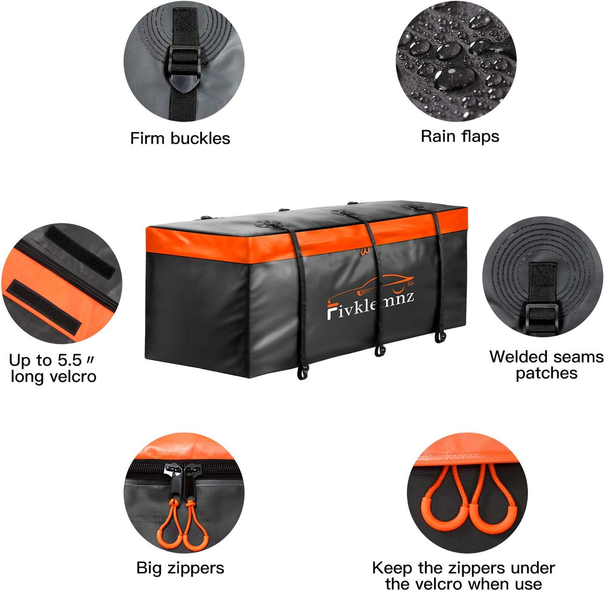 20 Cubic Feet Waterproof Hitch Cargo Carrier with 6 Reinforced Straps L58615