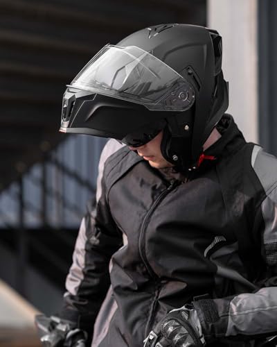 Modular Motorcycle Helmet Dual Visor Flip up Full Face Dot Black Red L S577811