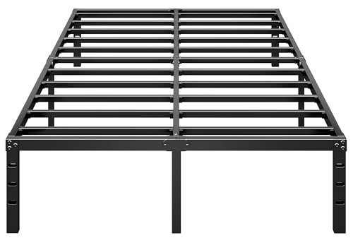 14 Inch Tall Black Metal Platform Twin Size Bed Frame S5941
