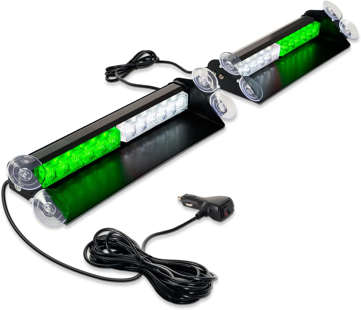 2 in 1 Emergency Strobe Lights 2x14 inch 24LED Hazard Warning Light Bar Amber/White Pack of 2 O768