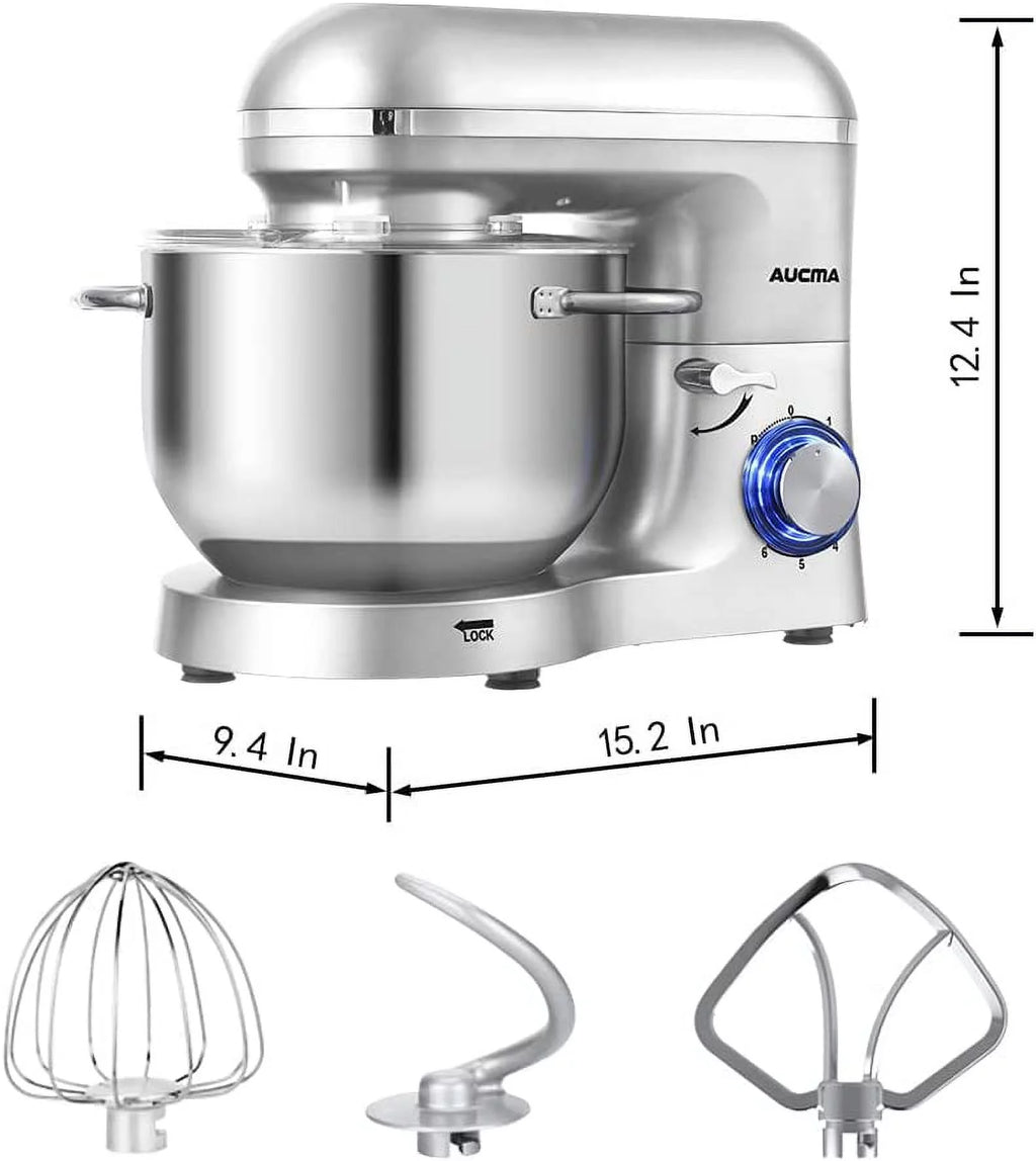 6.5-QT 660W 6-Speed Tilt-Head Stand Mixer with Dough Hook Wire Whip Beater Blue S807211