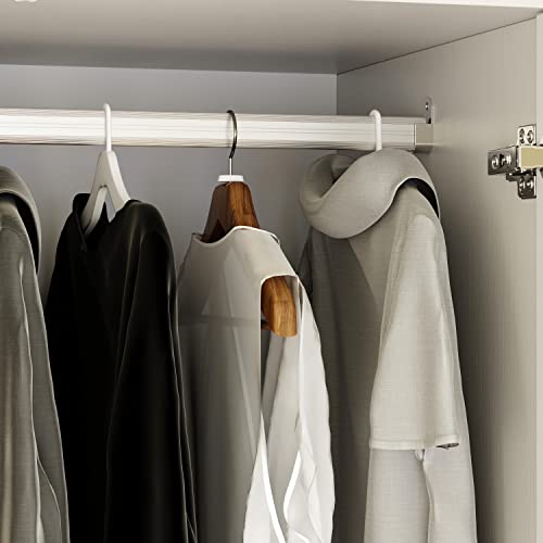 White 5 Drawer Wardrobe Armoire with Shelves and Hanging Rod Z509