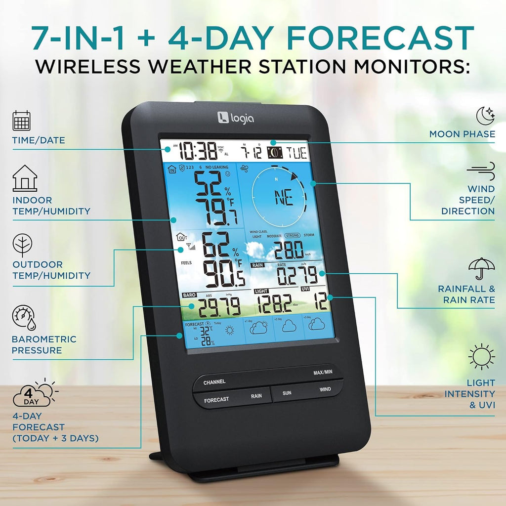 7-in-1 Wireless Weather Station with Color Display J64515