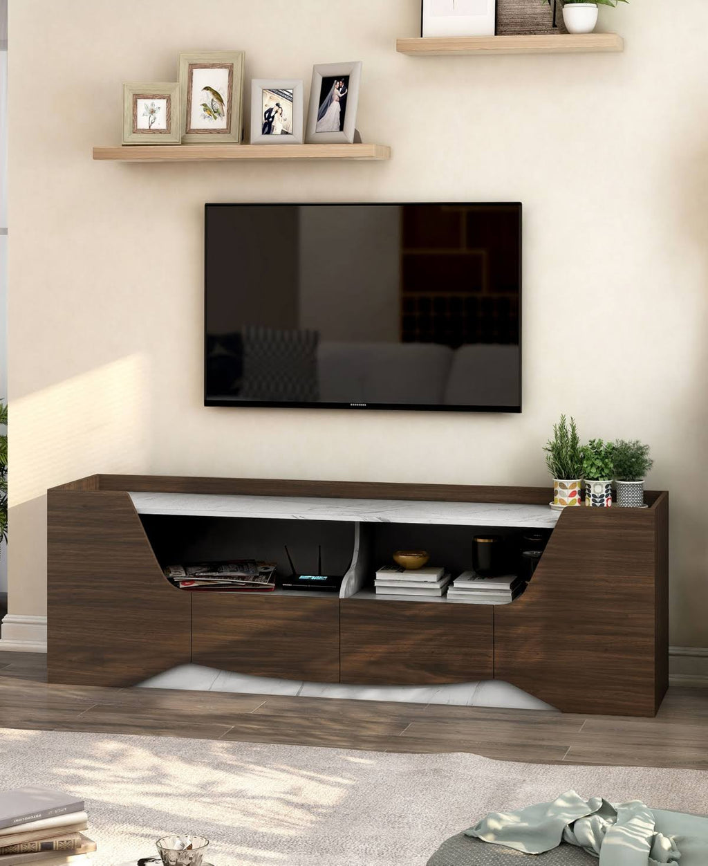 Wenge Brown Floating TV Stand W3174
