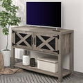 Wood Metal TV Stand with Storage Cabinets and Shelves G342145