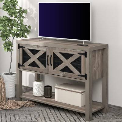 Wood Metal TV Stand with Storage Cabinets and Shelves G342145
