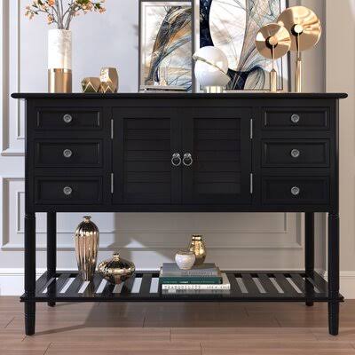 Black Console Table with 6 Drawers G6459