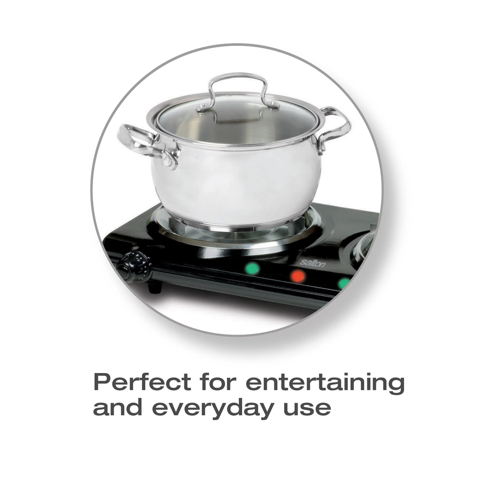 Black Portable Double Burner Cooktop O2040