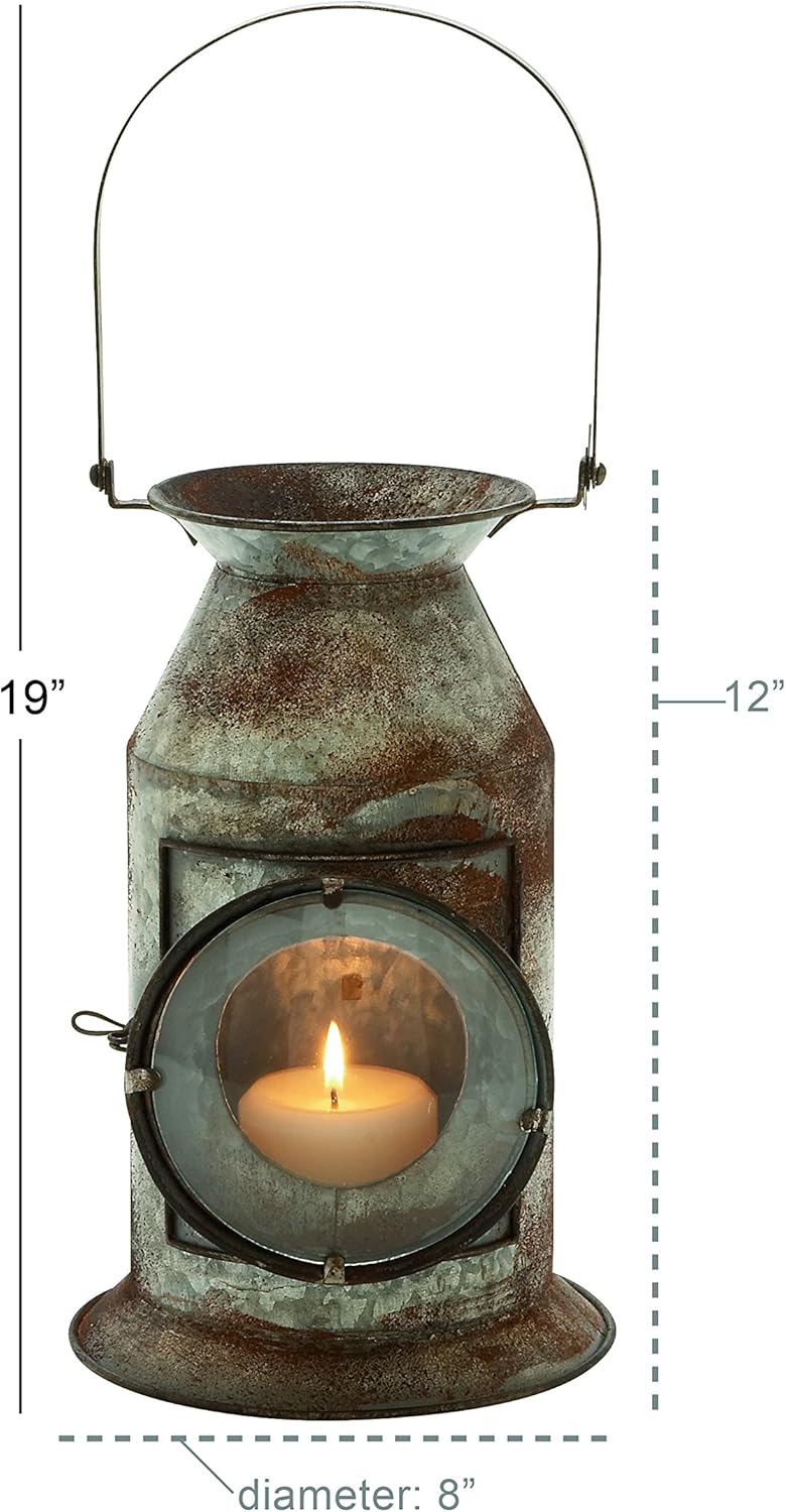 Metal Glass Candle Lantern 8 W 19 H E79871