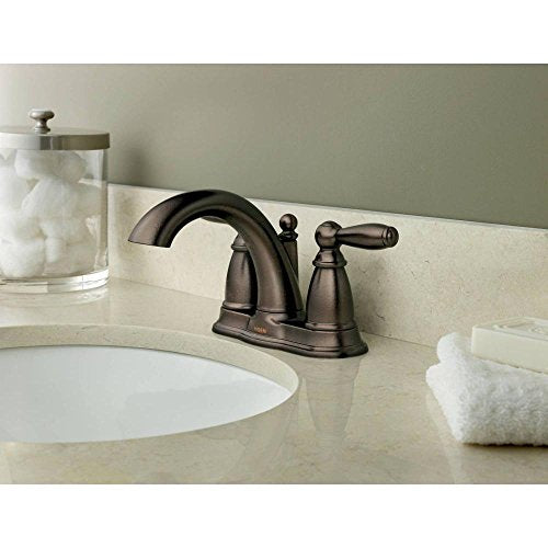 Oil Rubbed Bronze Two-Handle Low Arc Centerset Bathroom Faucet with Drain Assembly R973094