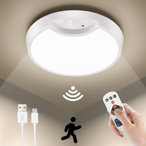 Wireless Battery Operated LED Ceiling Light with Remote, 7.5 Inch 6000mAh M552
