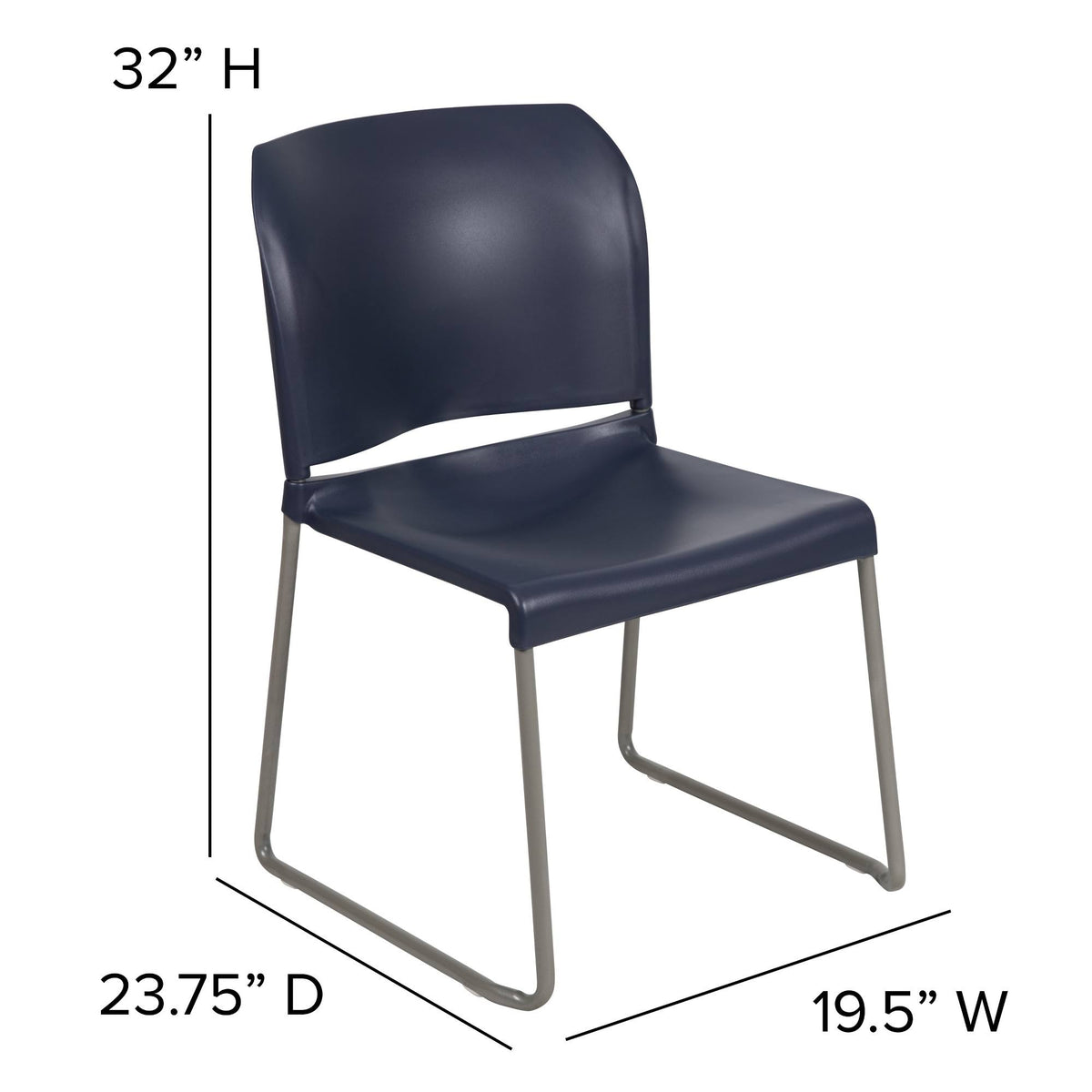 Navy Contoured Stack Chair with Sled Base Q2098