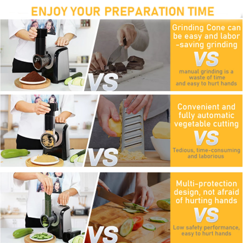 Electric Cheese Grater, 5 in-1 Vegetable Slicer, 150W B633183