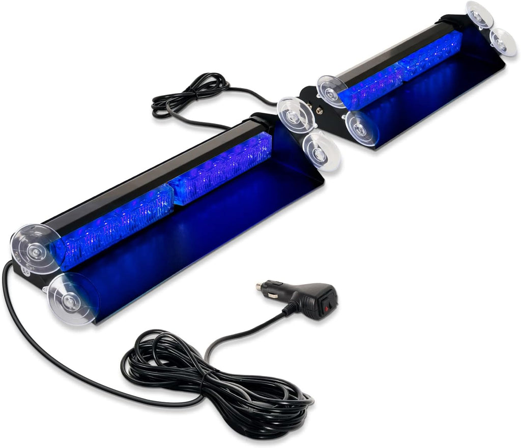 2 in 1 Emergency Strobe Lights 2x14 inch 24LED Hazard Warning Light Bar Amber/White Pack of 2 O768