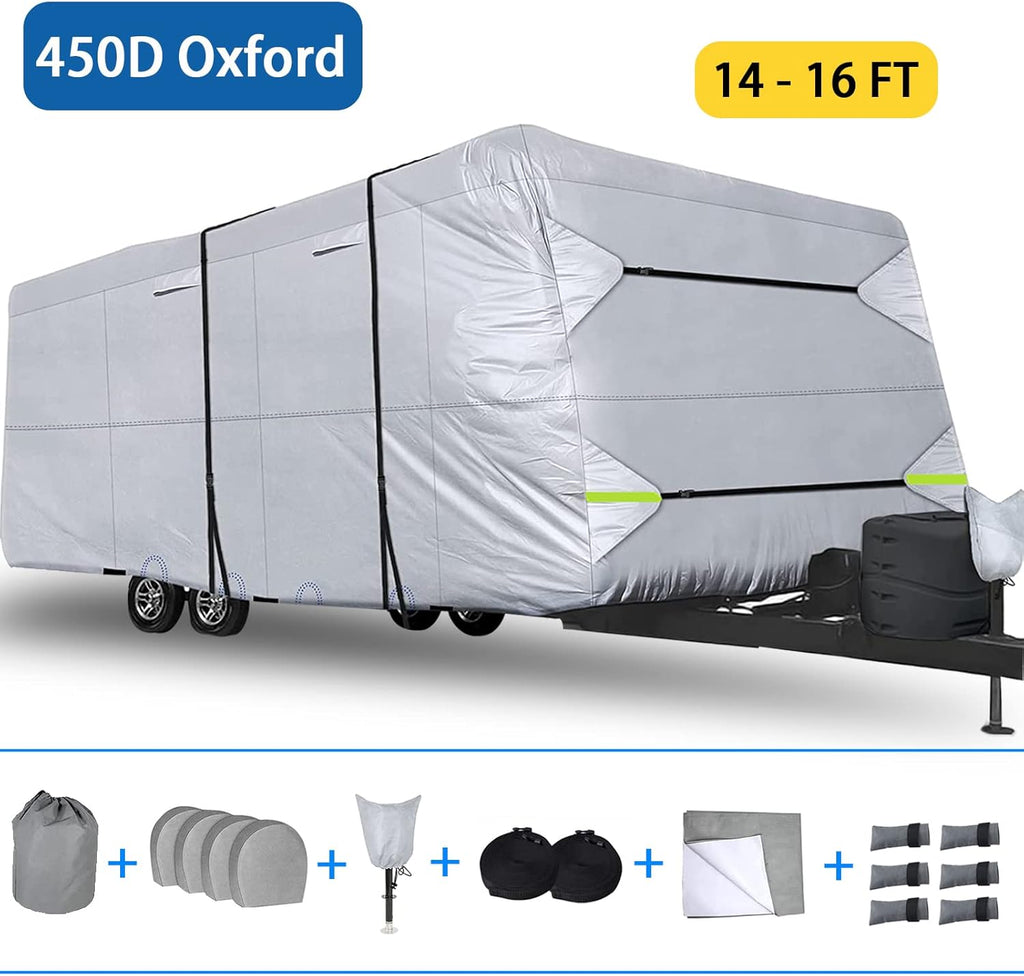 450D Oxford Cloth Travel Trailer RV Cover for 14-16ft Motorhome S346
