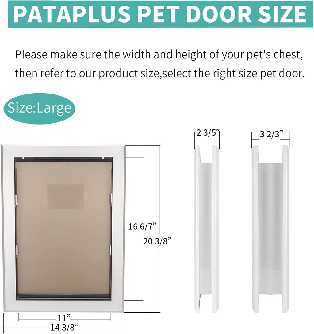 Large Pet Door Aluminum Dog Door Cat Door with Slide-in Lock Panel and Magnetic Flaps O69090