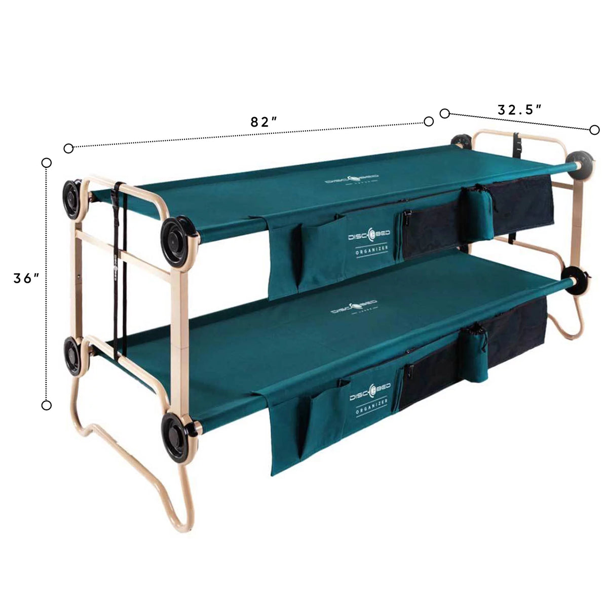 Large Green Double Cot with Storage Organizers J4466