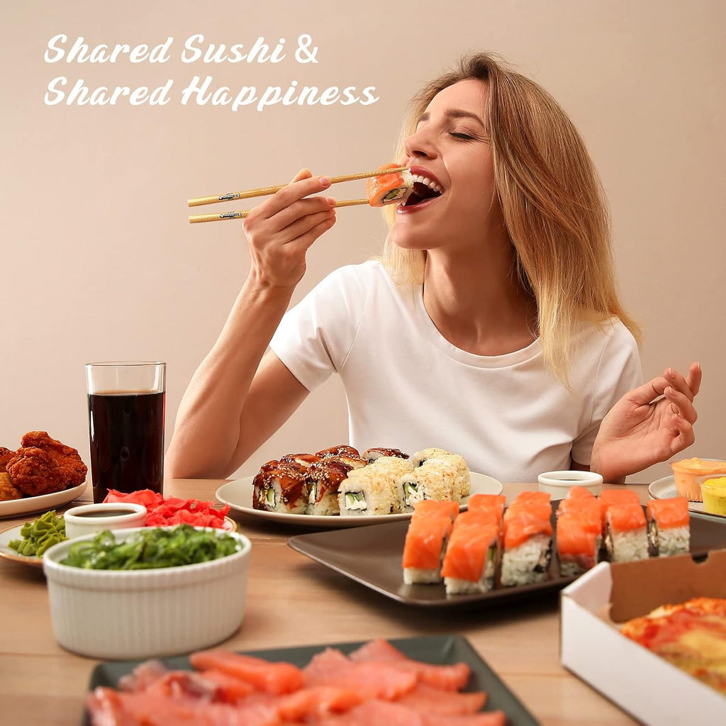 Bamboo Sushi Mat Sushi Making Kit with 2 Rolling Mats, 5 Pairs of Chopsticks, 1 Paddle, 1 Spreader O1738