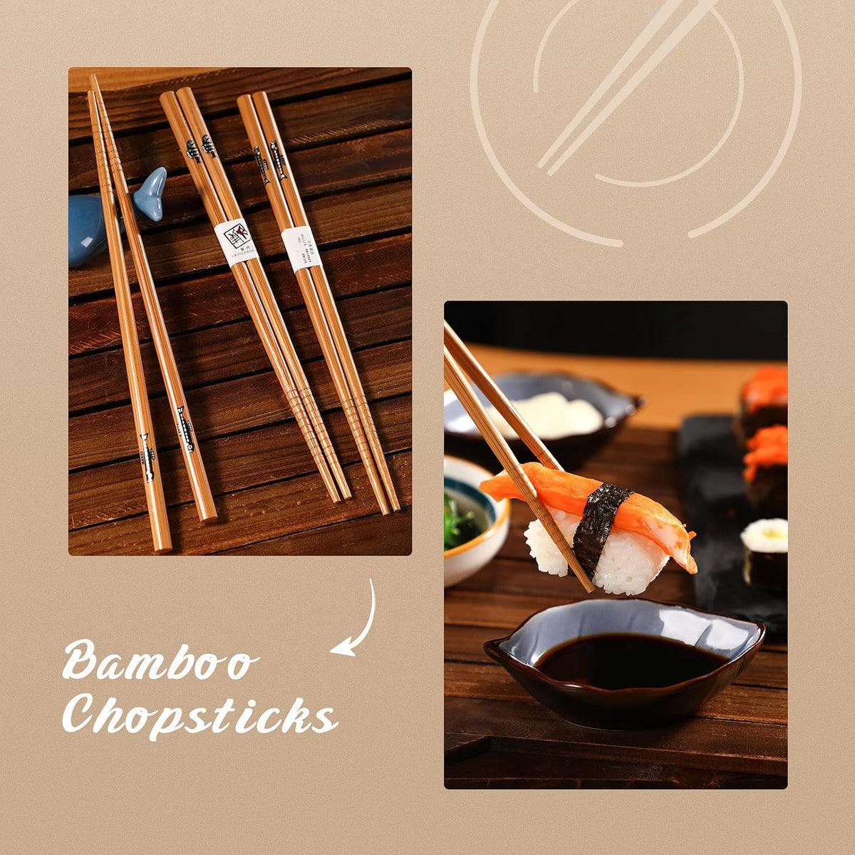Bamboo Sushi Mat Sushi Making Kit with 2 Rolling Mats, 5 Pairs of Chopsticks, 1 Paddle, 1 Spreader O1738