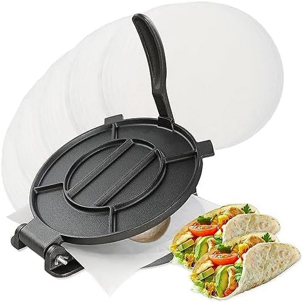 Cast Iron Tortilla Press 10In with 100 Cooking A4026