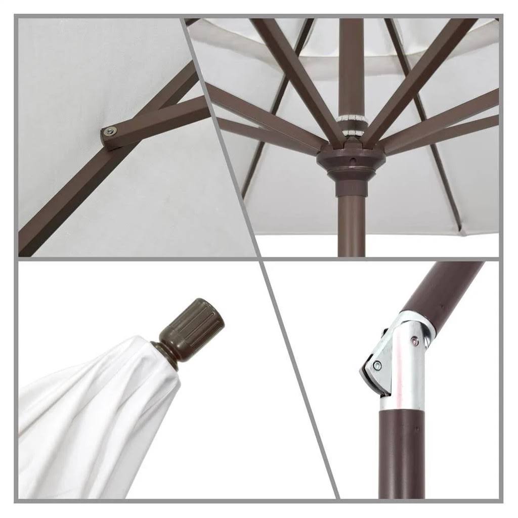 9 ft. Stone Black Aluminum Tilt Crank Lift Patio Umbrella H609060
