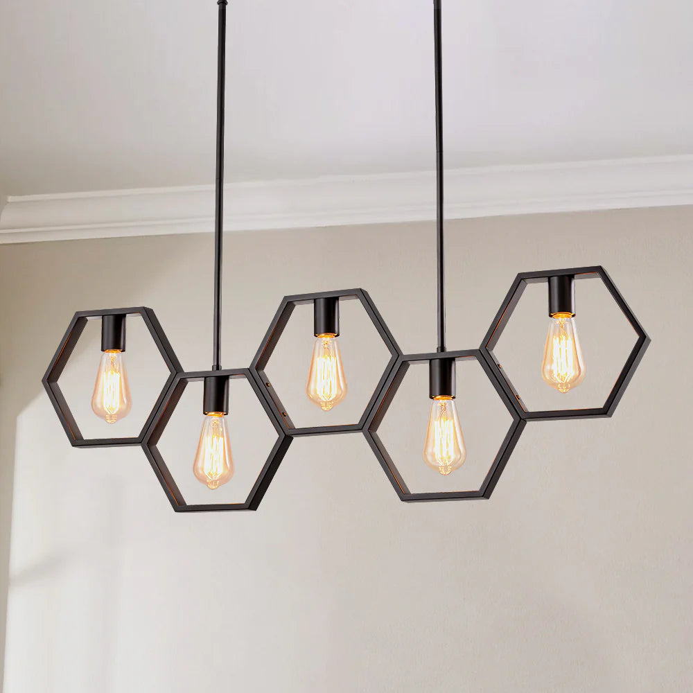 5-Light Square Geometric Pendant T622