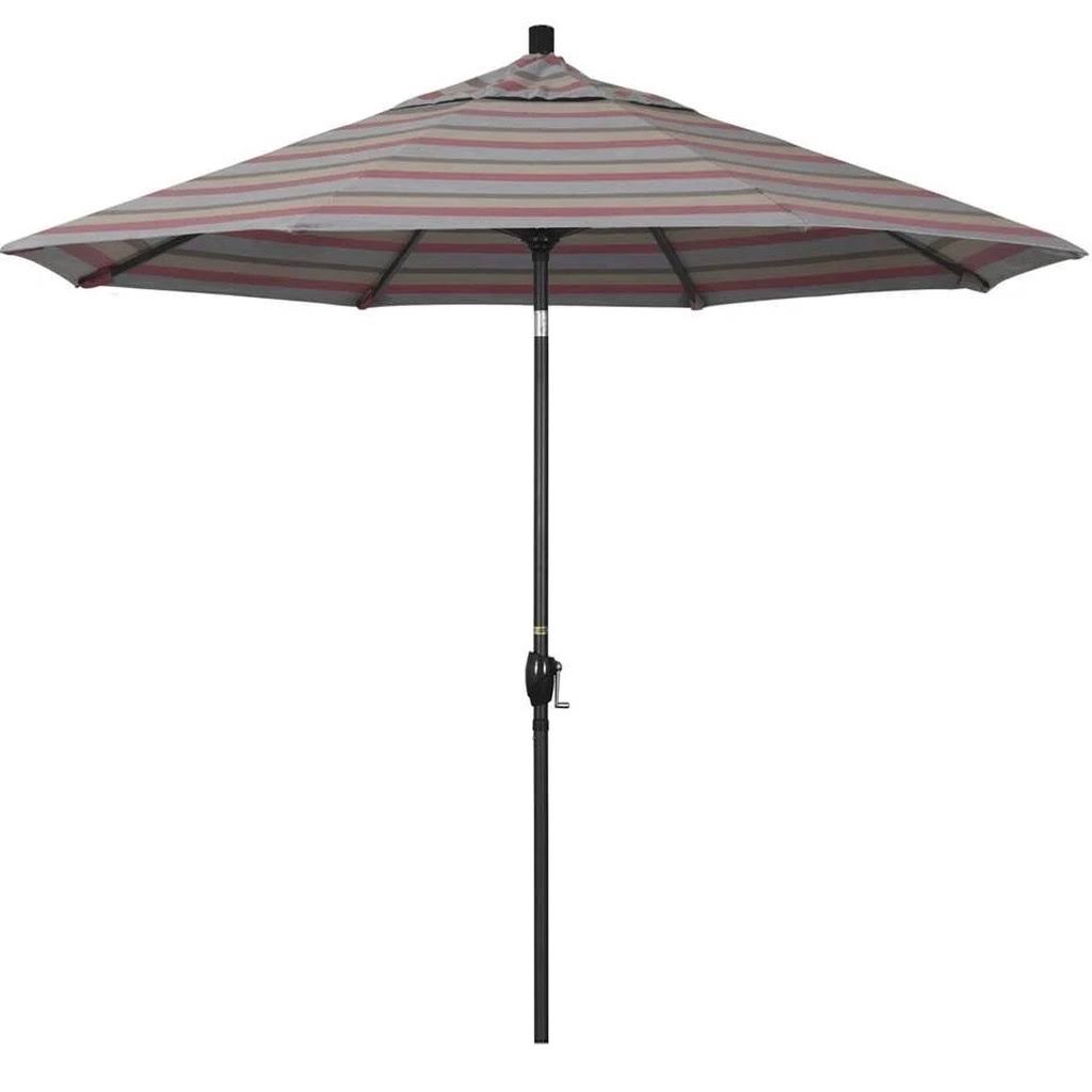 9 ft. Stone Black Aluminum Tilt Crank Lift Patio Umbrella H609060