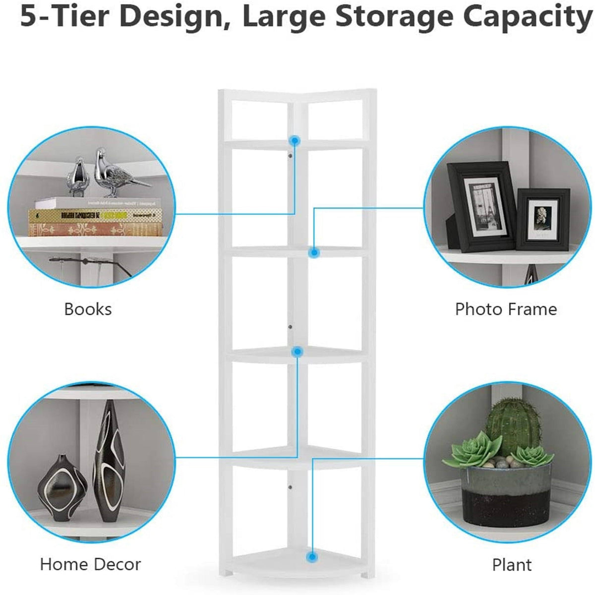 Black/Espresso 5 Tier Corner Bookshelf U493