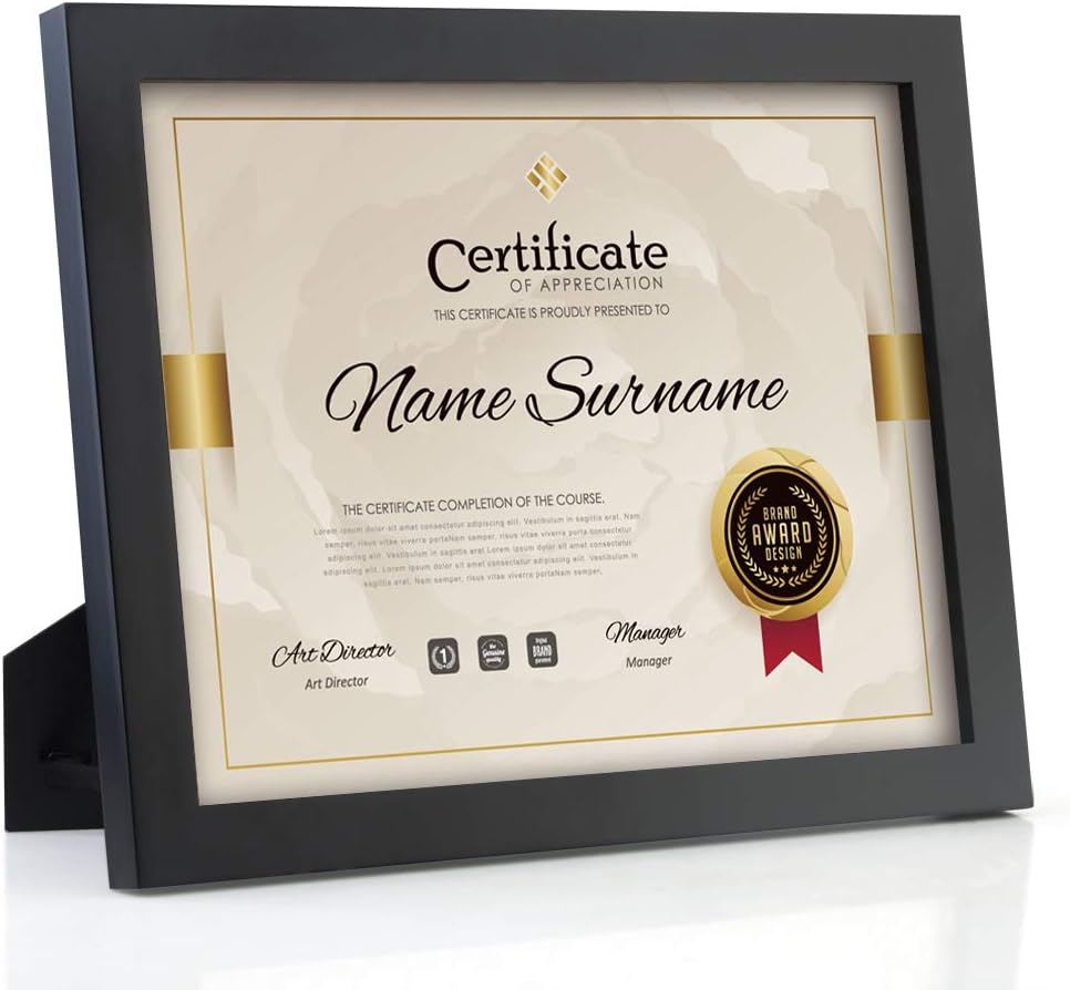 Black Solid Wood Document Frame with Stand D83904