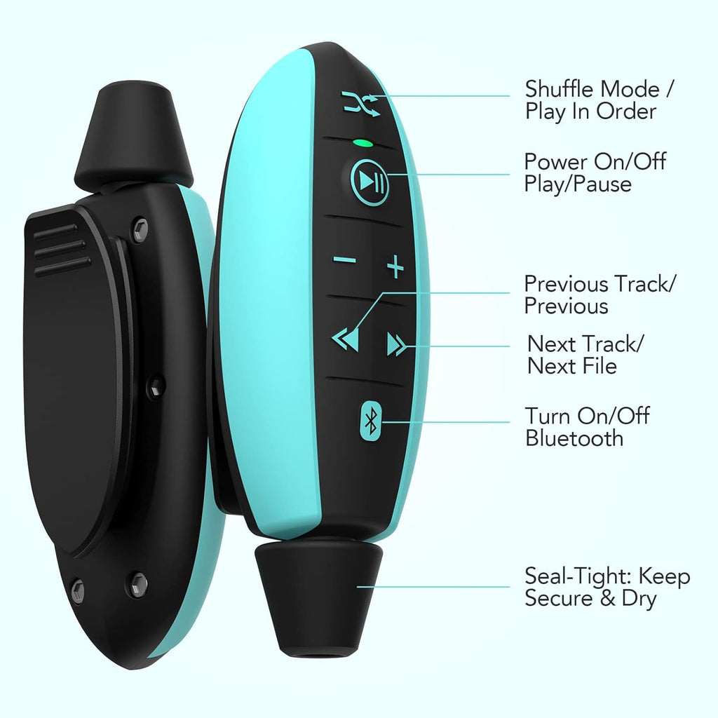 Swimming MP3 Player with Clip, 8GB IPX8 Waterproof Music Player with Bluetooth and Underwater Headphones, Pack of 2 G6043