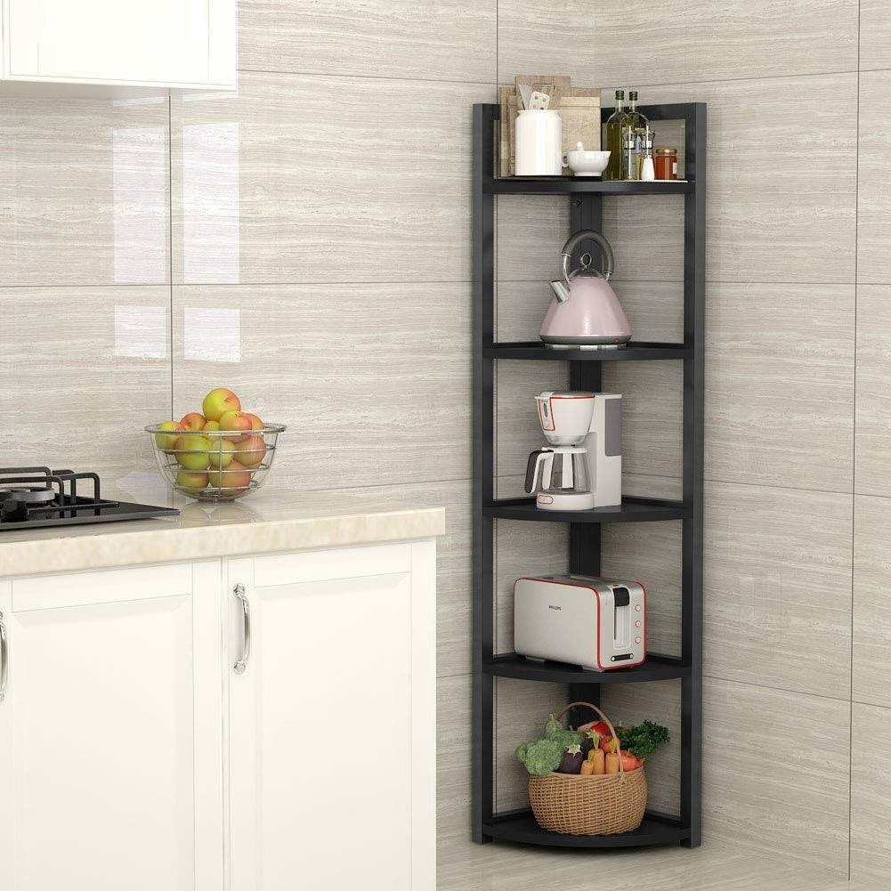 Black/Espresso 5 Tier Corner Bookshelf U493