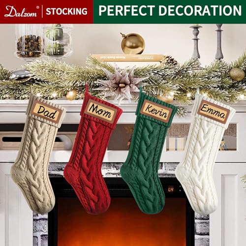 4Pcs Personalized Christmas Stockings with Leather Patches P8869
