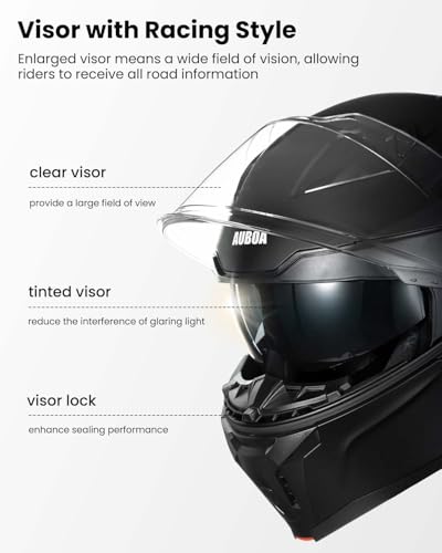 Modular Motorcycle Helmet Dual Visor Flip up Full Face Dot Black Red L S577811