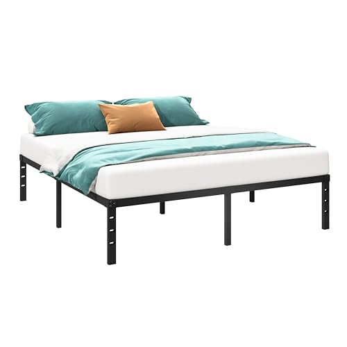 14 Inch Tall Black Metal Platform Twin Size Bed Frame S5941