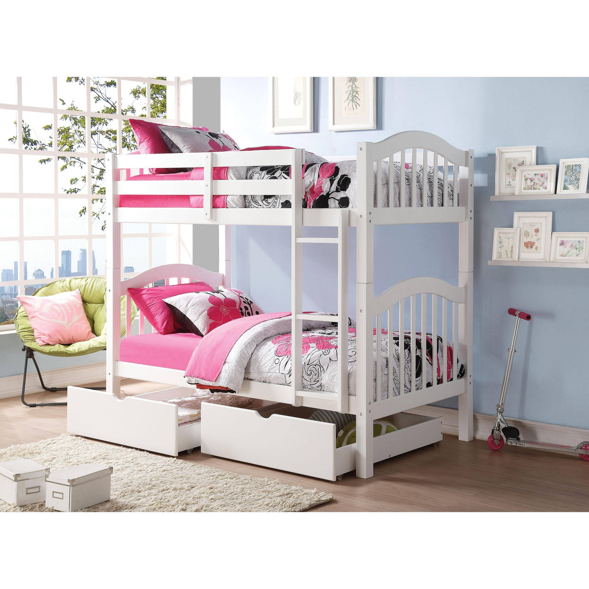 White Twin/Twin Bunk Bed Y758746