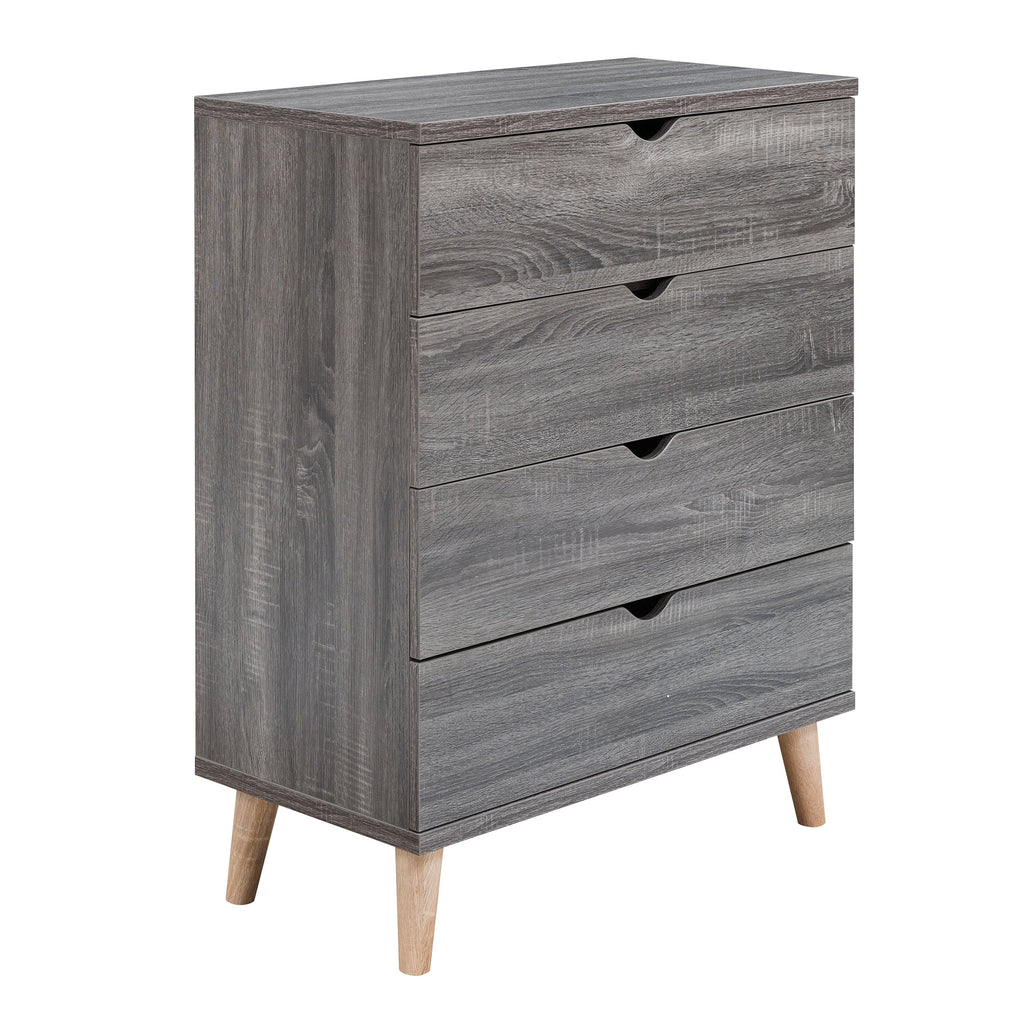 Dark Gray Wood 4-Drawer Chest J669