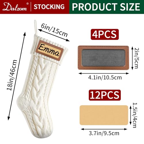 4Pcs Personalized Christmas Stockings with Leather Patches P8869