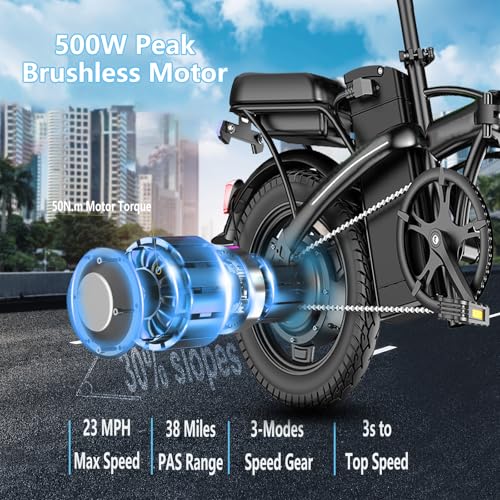 Peak 500W 23MPH Folding Electric Bike 48V 12AH F15389