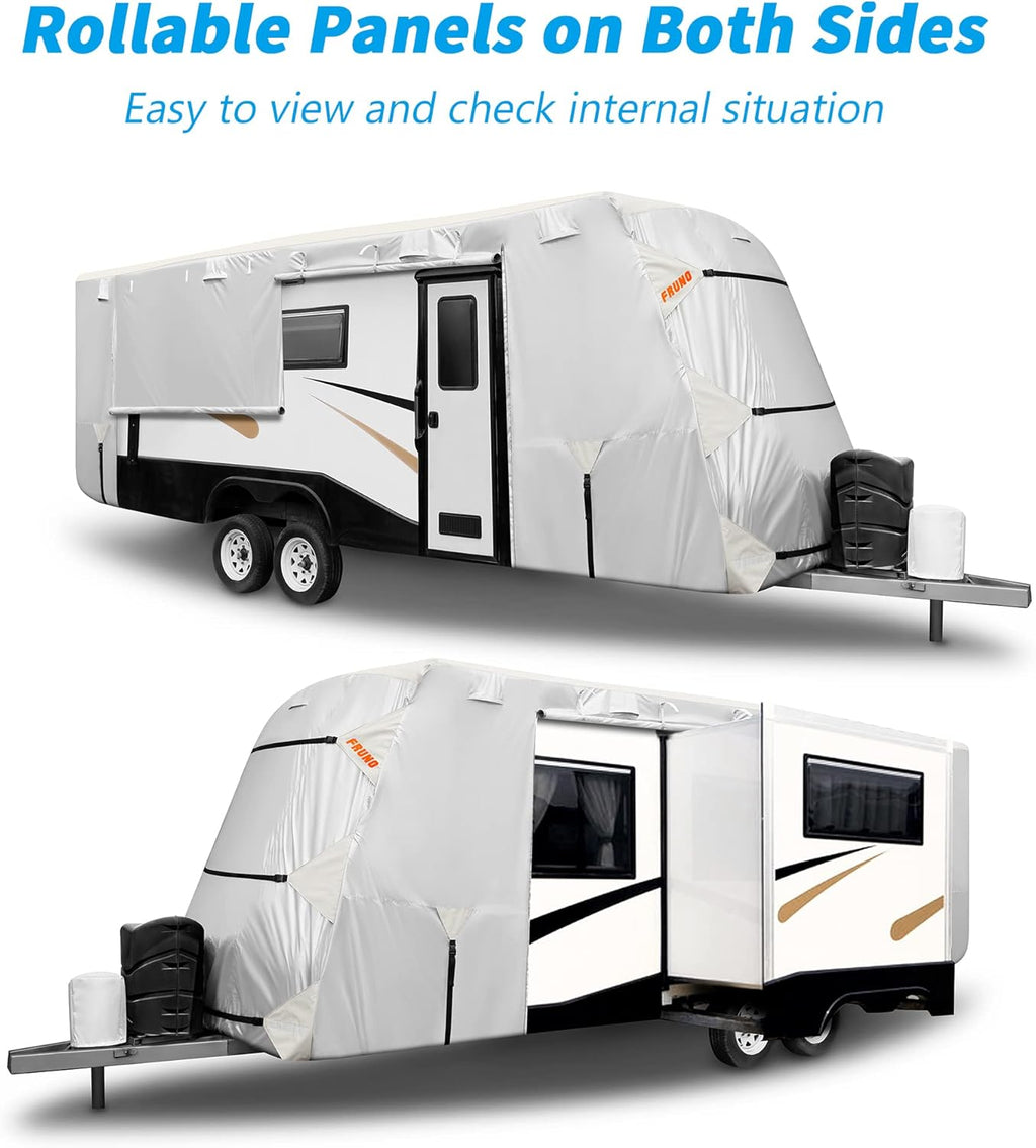 300D Windproof Anti-UV RV Cover with Jack Cover and 4 Tire Covers U684