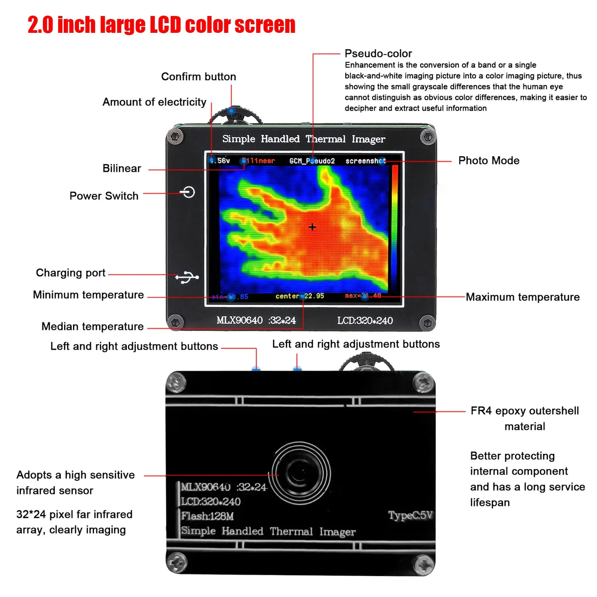 Handheld Thermal Imager 240*320 Resolution LCD Display I33654