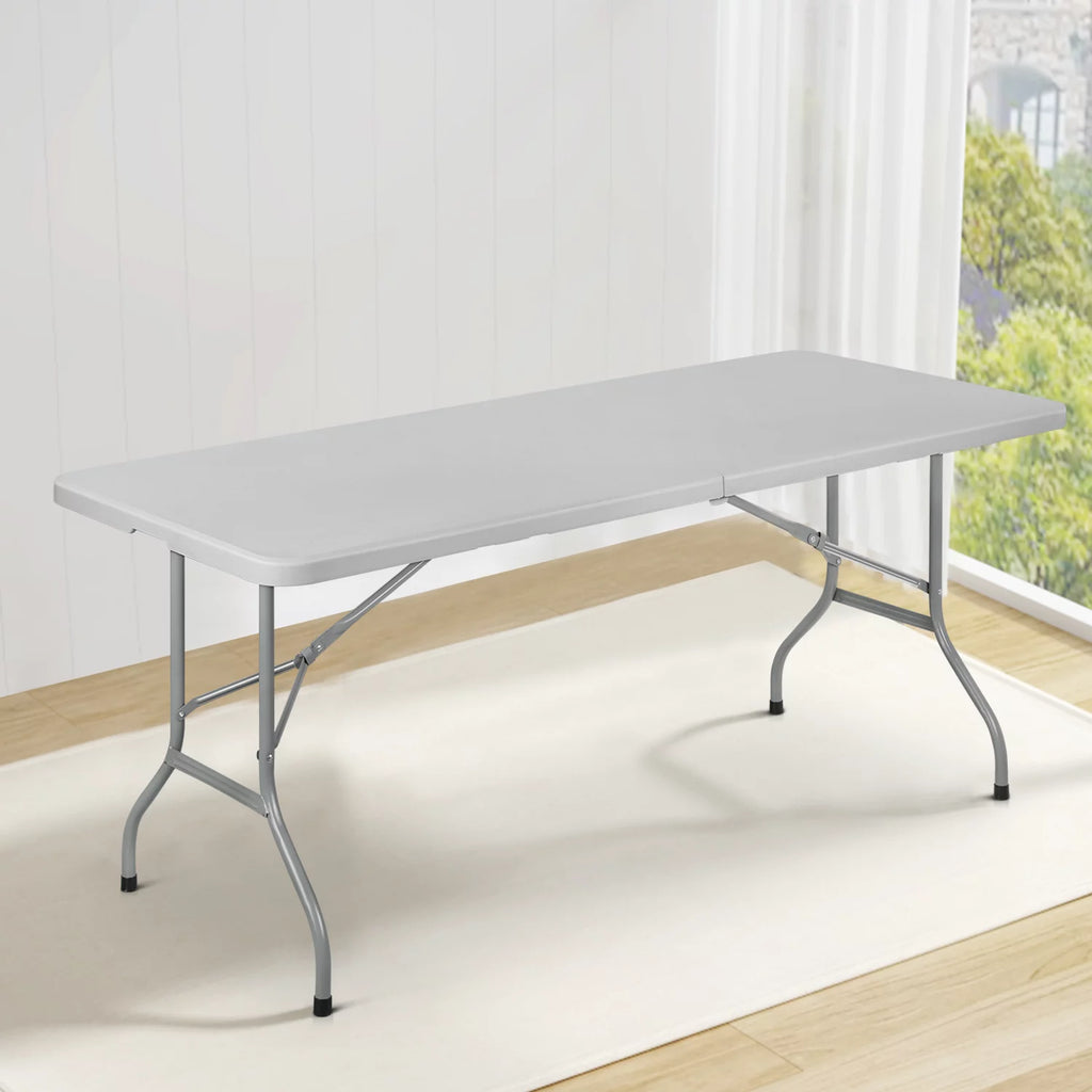 6FT Grey Portable Heavy Duty Plastic Folding Table C819