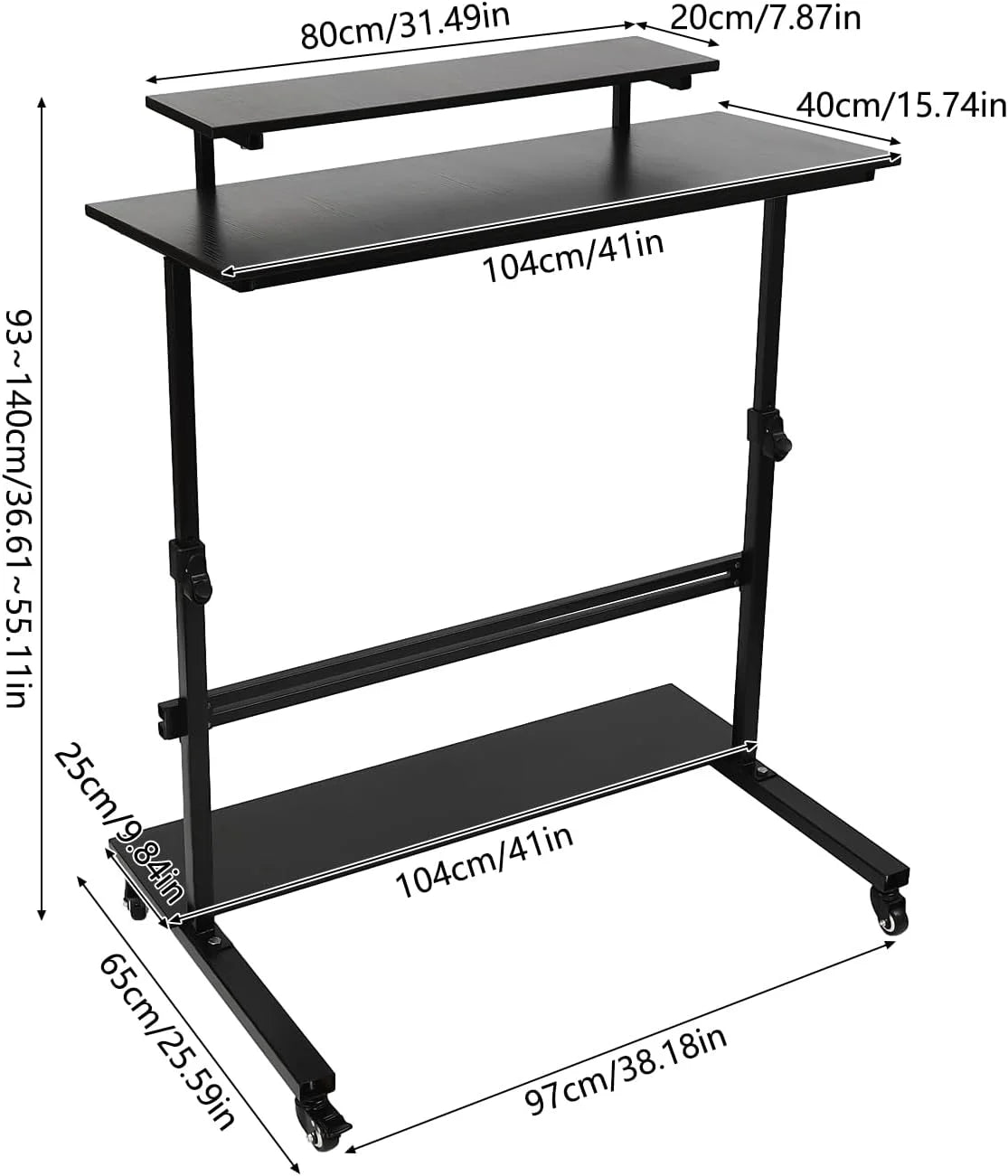 Height Adjustable Rolling Computer Desk Z4380