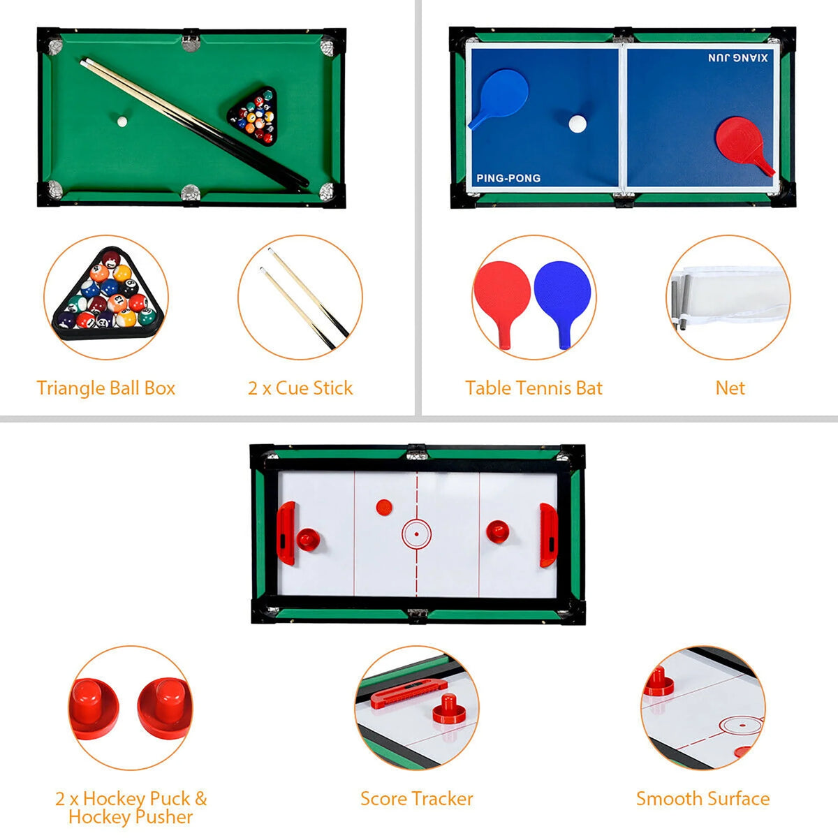 4 In 1 Multi Game Hockey Tennis Football Pool Table H230