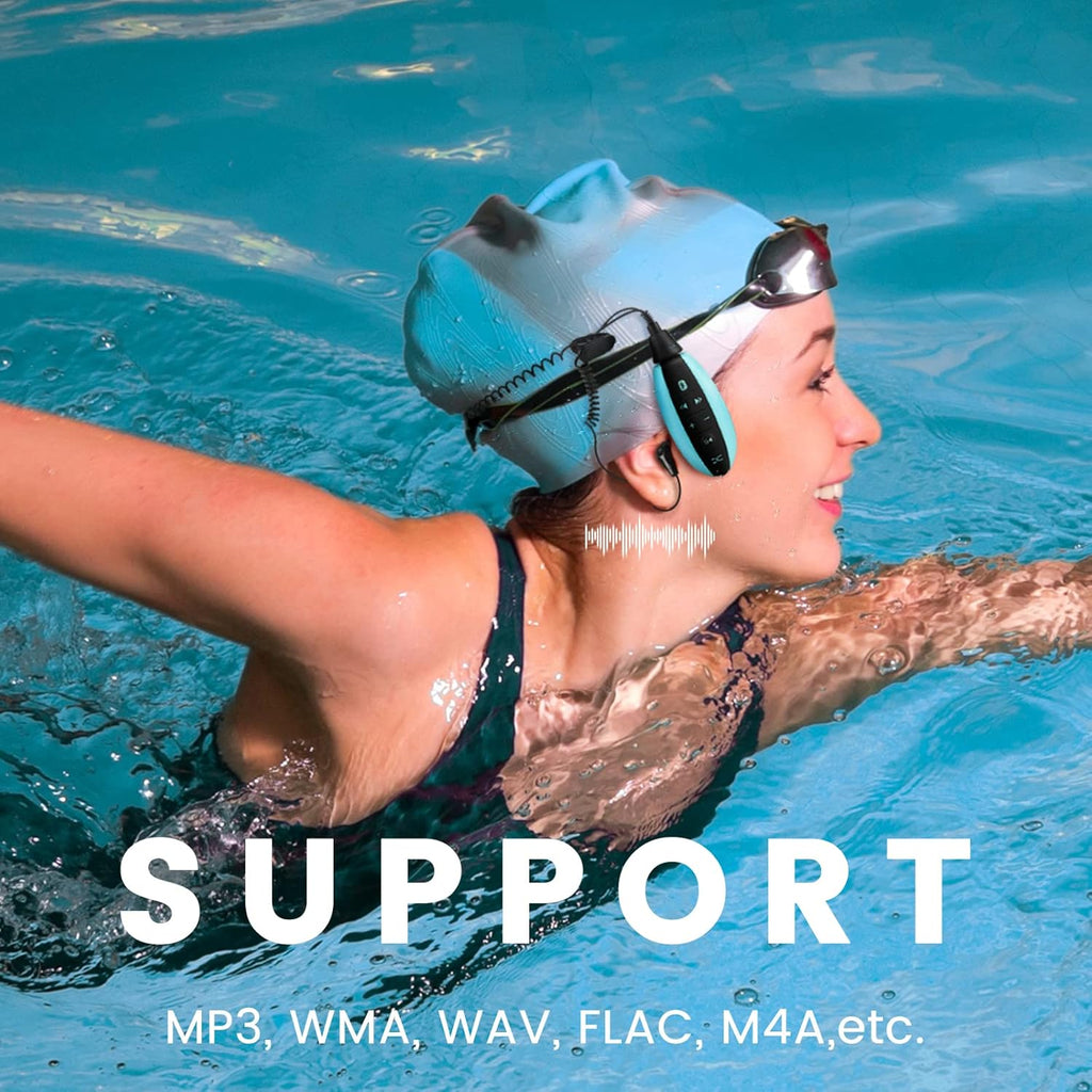 Swimming MP3 Player with Clip, 8GB IPX8 Waterproof Music Player with Bluetooth and Underwater Headphones, Pack of 2 G6043