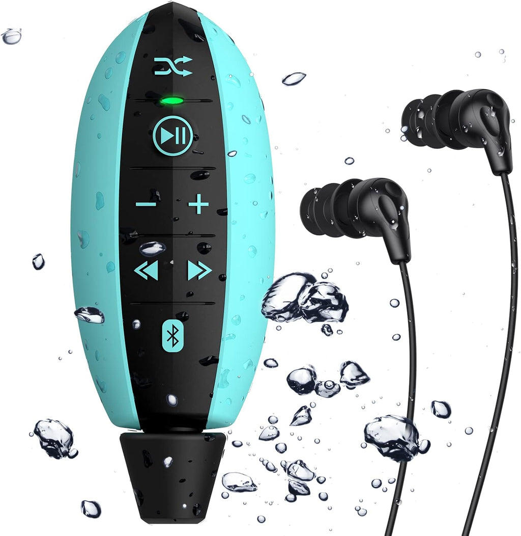 Swimming MP3 Player with Clip, 8GB IPX8 Waterproof Music Player with Bluetooth and Underwater Headphones, Pack of 2 G6043